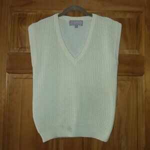 Adaptations Off White V Neck Sweater Vest